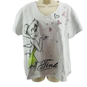 Disney Store Tinker Bell Blowing Hearts Kisses Graphic Tee Ladies XXLarge OOP Ra